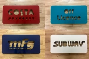 MFG, Costa, Subway and Off Licence Signs